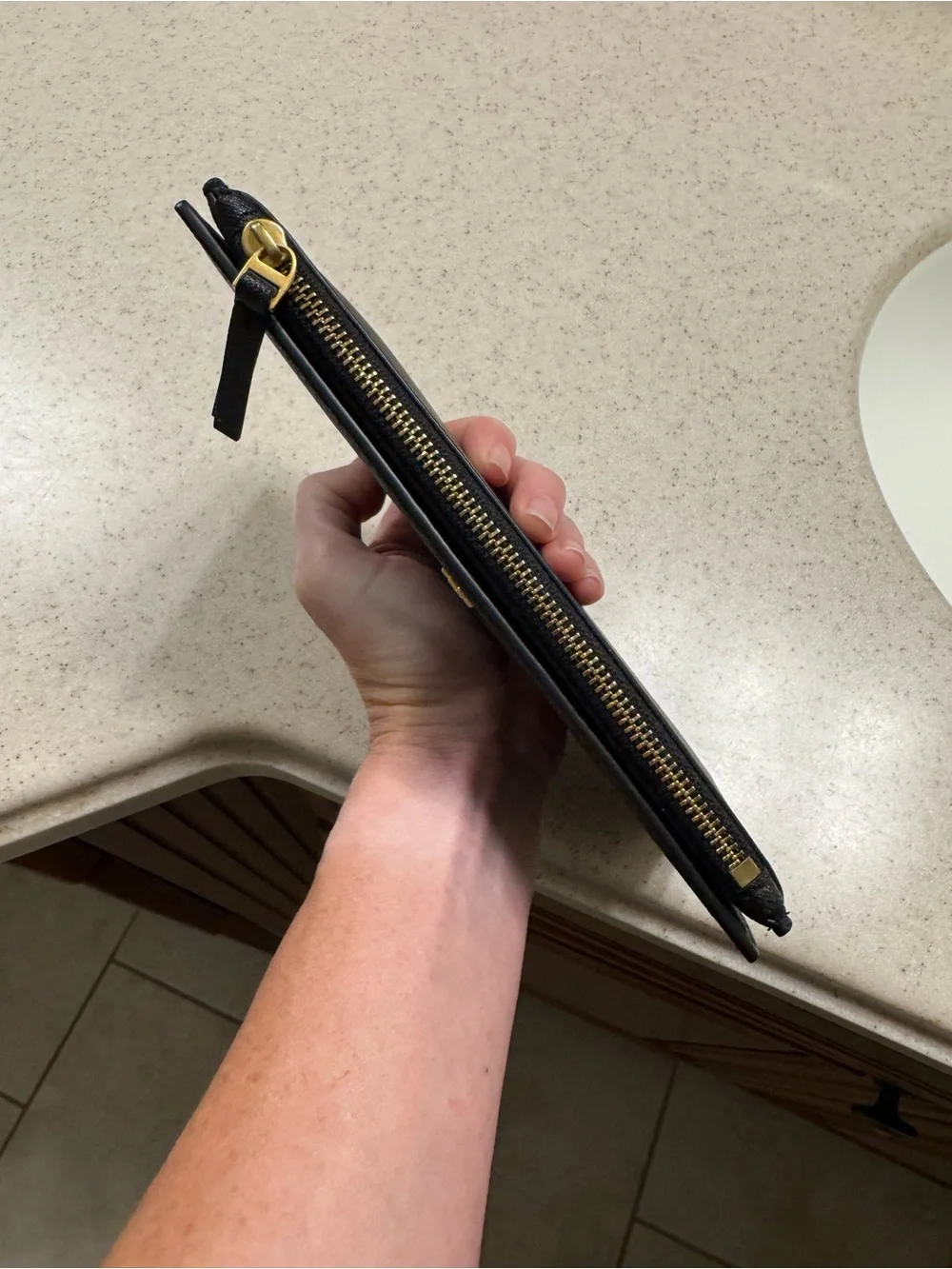 NWT, black Tory Burch Emerson Slim Envelope wallet.